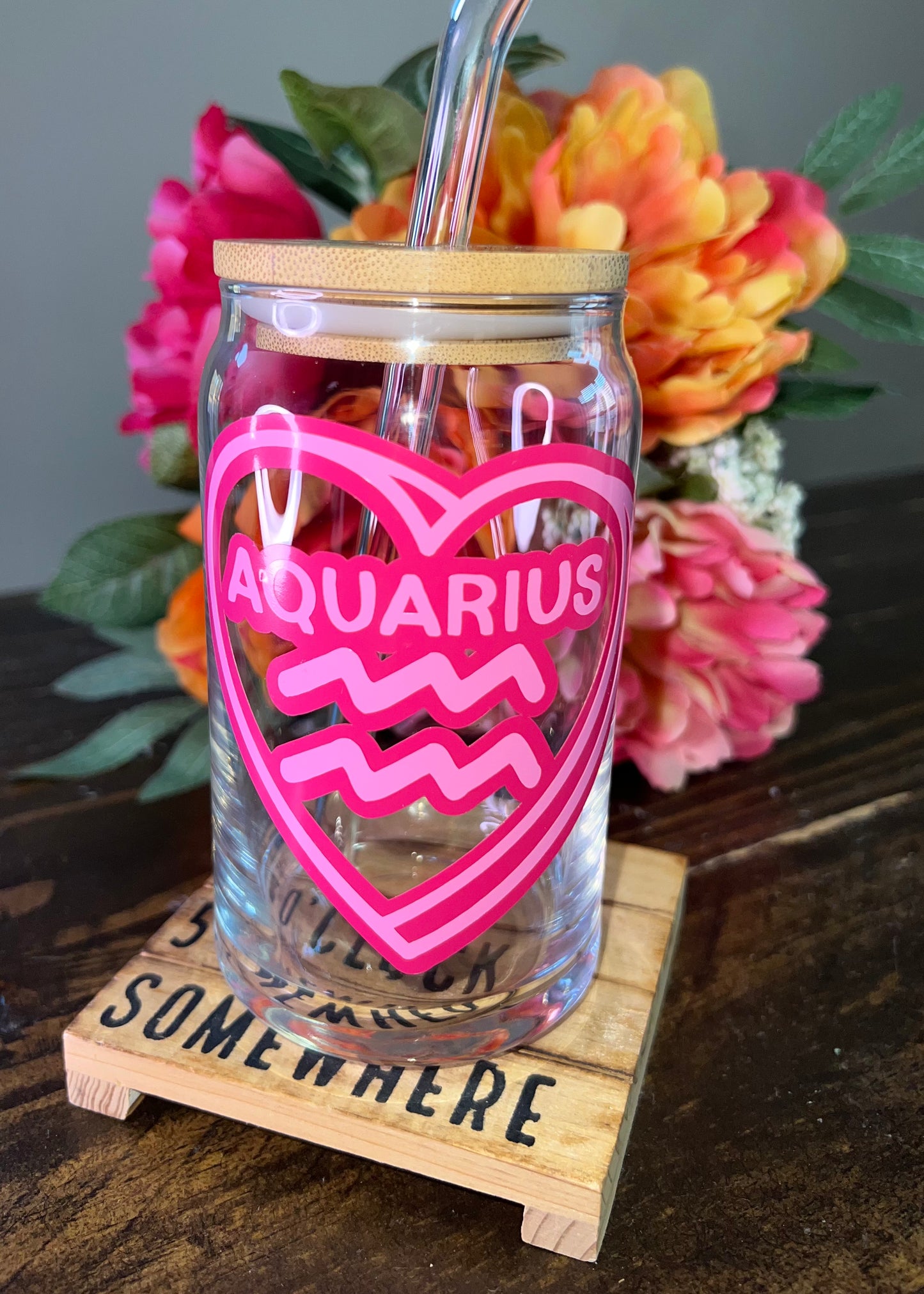 Zodiac Heart Glass Can